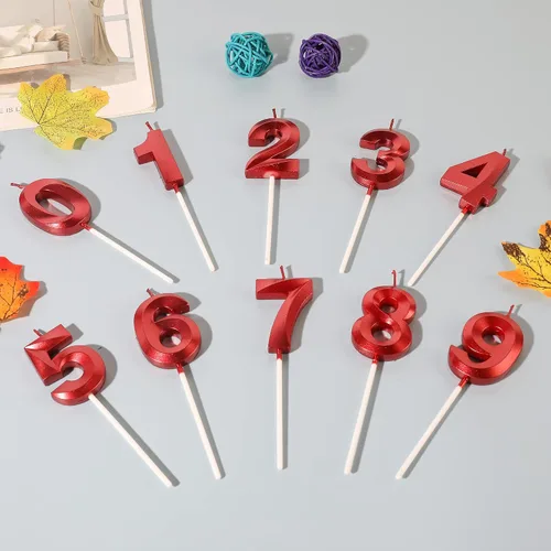 Vista 7 de Velas rojas de cumpleaños 35 y 53 para pasteles, número 35 53 con purpurina para decoración de tartas de fiesta, aniversario, boda, celebración