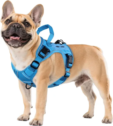 Vista 44 de WINGOIN Arnés táctico negro para perros pequeños, arnés resistente sin tirones con asa, arnés militar reflectante ajustable K9 para mascotas