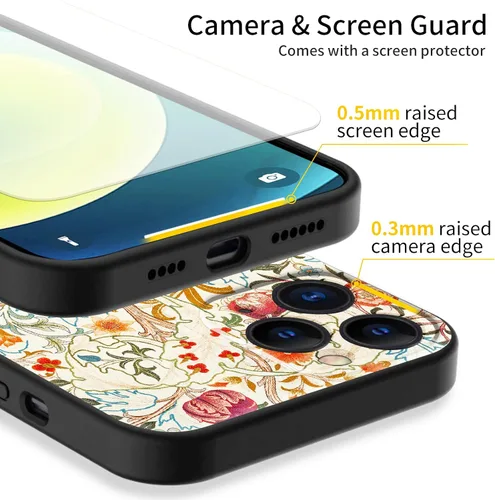 Vista 3 de Berkin Arts Funda de silicona compatible con iPhone 12 Pro Max con protector de pantalla de flores ornamentales intrincadas rosas