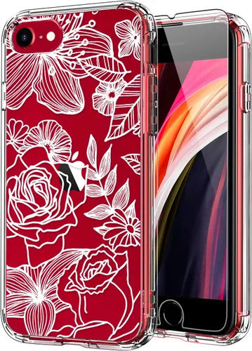 Vista 9 de ICEDIO Funda para iPhone SE 2022/2020, 8, 7 - TPU Transparente, Diseño de Flores Florecientes Coloridas, con Protector de Pantalla para Niñas