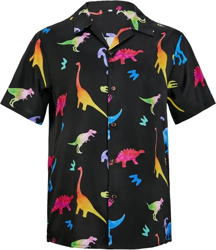 Vista 70 de Camisa hawaiana para hombre, con estampado floral, cómoda, con botones, casual, manga corta, ropa de playa para hombre