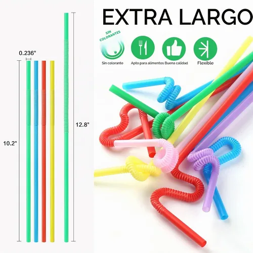 Vista 2 de Bendy - Pajitas de plástico desechables de 12.8 pulgadas de largo para vaso de 40 onzas, 100