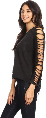 Vista 4 de Anna-Kaci Camiseta de manga larga con agujeros rasgados y desgastados