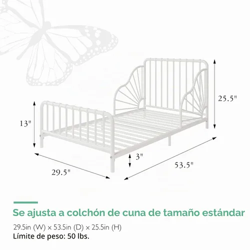 Vista 3 de Little Seeds Quinn - Cama infantil de metal caprichoso, color blanco roto