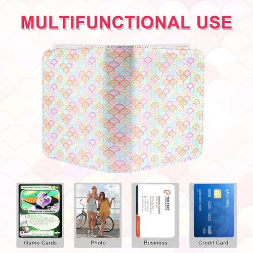 Vista 4 de CLOKORIA Carpeta de Tarjetas para Niñas, Estuche Porta Tarjetas Coleccionables de 440 Tarjetas con 55 Fundas, 4 Bolsillos para Colección de Tarjetas