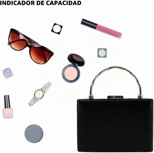 Vista 6 de Bolso de mano para mujer con cadena, elegante bolso de noche para bodas, bailes, cócteles y formales A Style 13-negro