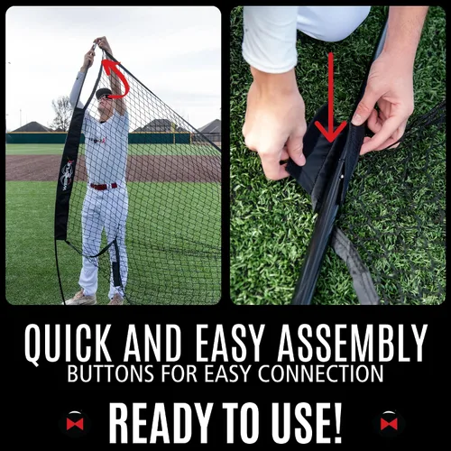 Vista 5 de Web Flex® 7x7 ft Portable Baseball & Softball Batting Practice Screen Net, Durable Nylon & Metal Frame, Protective Batting Net for Pitching &