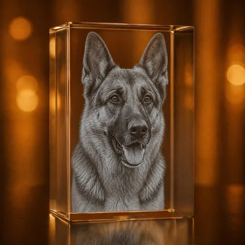 Vista 3 de Rectángulo de fotos de cristal grabado en 3D personalizado Recuerdo grabado con láser personalizado Regalo Decoración Regalo conmemorativo