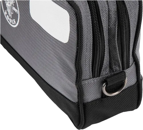 Vista 12 de Klein Tools Bolsa de herramientas, compartimentos dobles, organizador de bolsas de herramientas de alta resistencia, bolsa multiusos Gris