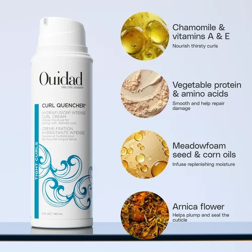 Vista 3 de Ouidad Curl Quencher Hydrafusion - Crema para rizos intensos, 5 onzas, crema de peinado definidora de rizos para rizos táctiles, crema flexible