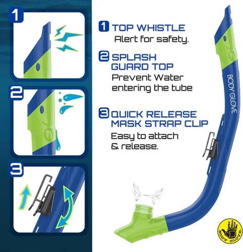 Vista 3 de Body Glove Aquatic - Grape Youth - Combo de máscara y esnórquel - Snorkel, buceo y natación - Vidrio templado para adultos-tubo flexible