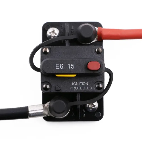 Vista 2 de Disyuntor manual de 12 V, 24 V, 15 A, reinicio manual para automóvil, RV, solar, marina, automoción, 12 voltios, 32 V CC, disyuntor de motor