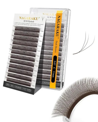 Vista 372 de NAGARAKU Extensiones de pestañas prefabricadas en abanico 3D W 0.05 C 0.315 0.05-C 3D W