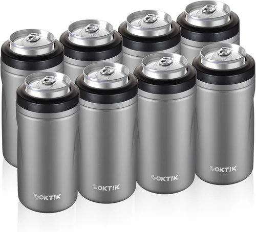 Vista 19 de COKTIK 4 en 1 enfriador de latas aislado, enfriador de latas delgadas de doble pared para latas de 12 oz regulares o delgadas y botellas de cerveza