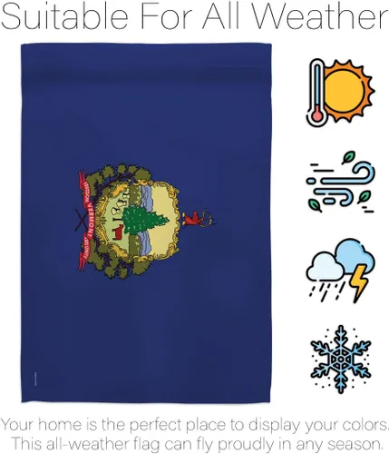 Vista 6 de HS191546-P3 Vermont Americana States Decorative Vertical, House Flag Set 28"x 40" w/Flagpole, Multi