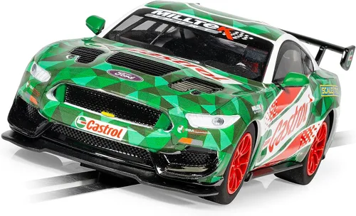 Vista 3 de Scalextric Ford Mustang GT4 Castrol 1:32 Drift 360 Guideblade Slot Race Car C4327
