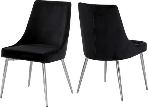 Vista 9 de Meridian Furniture Karina Collection Modern - Silla de comedor tapizada de terciopelo contemporánea con patas de metal resistentes, juego de 2, 19.5