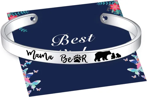 Vista 8 de Veeshy Pulseras de puño de mamá osa con cachorros para mujeres