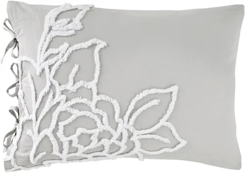 Vista 6 de Peri Home Juego de funda de edredón y funda de almohada de 3 piezas, 100% algodón, tamaño matrimonial/queen, color gris chenilla rosa