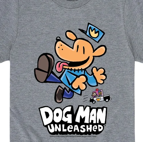 Vista 3 de Dog Man Unleashed - Camiseta gráfica de manga corta para niños pequeños y jóvenes, Athletic Heather