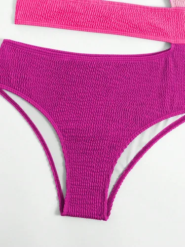 Vista 6 de WDIRARA Traje de baño de una pieza con corte de bloque de color para mujer