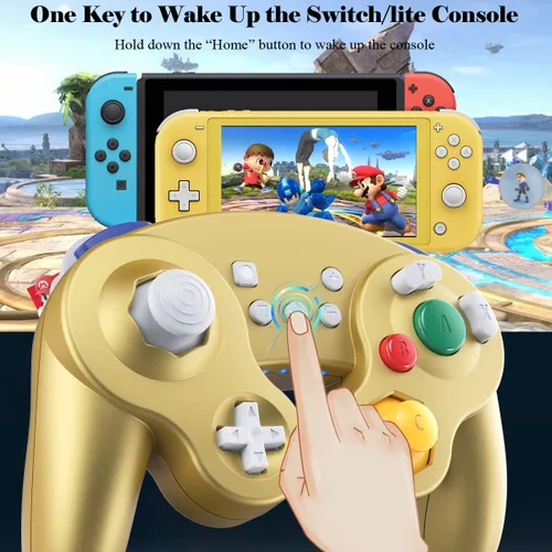 Vista 2 de EXLENE Gamecube Controller Switch, Wireless Switch Pro Controller for Nintendo SwitchLitePCAndroidiOSSteam, Support Wake Up, Motion, Adjustable