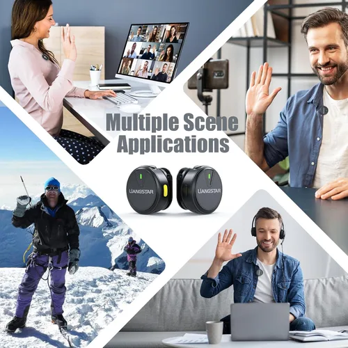 Vista 8 de LIANGSTAR Micrófono Lavalier inalámbrico para iPhone/Android, mini micrófono con estuche de carga con cancelación de ruido, duración de la batería