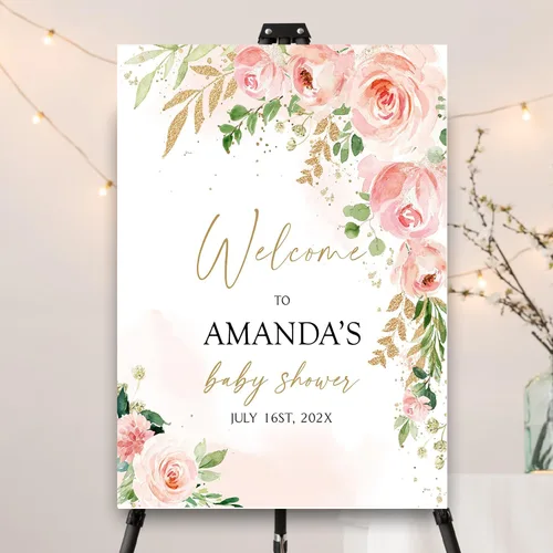 Vista 19 de Letrero personalizado de flores silvestres para baby shower, letrero de bienvenida para baby shower, decoración de fiesta de plástico con estacas