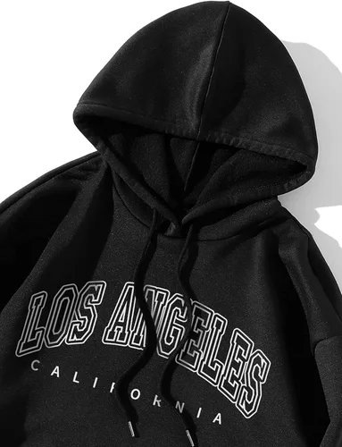 Vista 3 de Floerns Sudadera con capucha de manga larga con estampado gráfico de letras para mujer