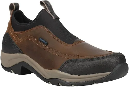 Vista 2 de Ariat Terrain Ease - Botas impermeables sin cordones para mujer tacón bajo de 1 a 2 pulgadas color marrón