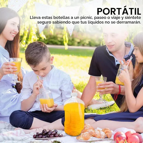 Vista 4 de MT Products Botellas de Jugo de Plástico PET Transparente de 64 oz. - Recipiente Vacío con Tapas a Prueba de Manipulación (Juego de 2) - Fabricado