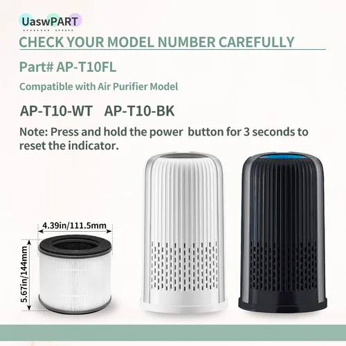 Vista 2 de AP-T10FL - Filtro de repuesto compatible con HoMedics Air Pu-rifier de repuesto para AP-T10-WT AP-T10-BK TotalClean serie torre 4 en 1 con filtros
