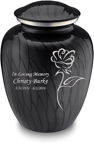 Vista 10 de Geturns Abraza pequeñas urnas de cremación de rosas personalizadas para cenizas humanas, urna funeraria negra para mujeres y hombres, 44 libras
