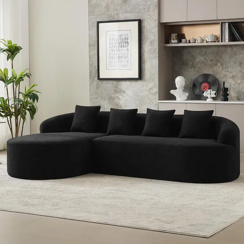 Vista 17 de Sofá modular de 4 plazas sin hueso de 110 pulgadas, sofá de nube curvado de chenilla de gran tamaño, sofás modernos de 4 plazas para sala de estar