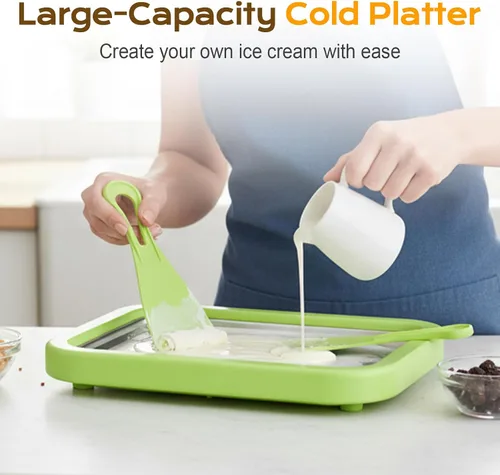 Vista 7 de Máquina de helados instantánea, kit de máquina de helados enrollados en casa 2026, placa de congelación instantánea con 2 raspadores, máquina