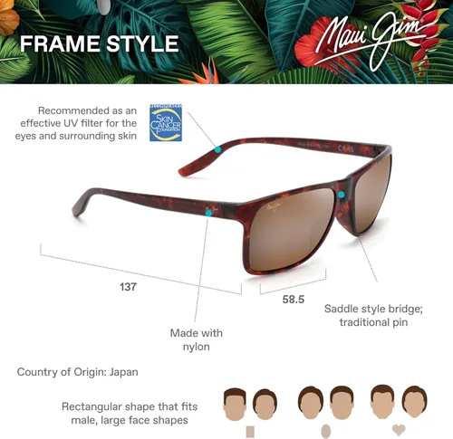 Vista 6 de Maui Jim Pure Collection Pailolo WPatented Polarizedplus2 Lenses Rectangular Sunglasses
