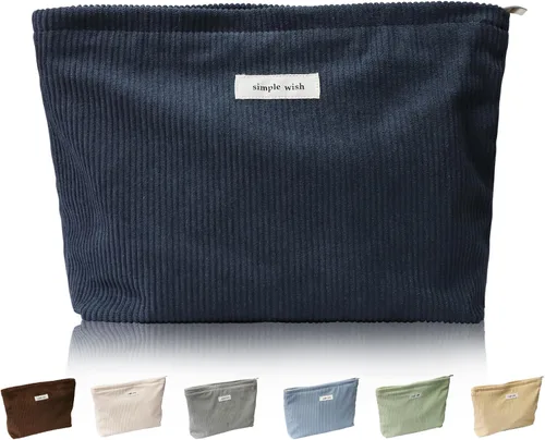 Vista 22 de Wudygirl Bolsa de maquillaje de lona para mujer, organizador estético de maquillaje, bolsa de maquillaje de viaje, bolsa de aseo para bolso, bolsa