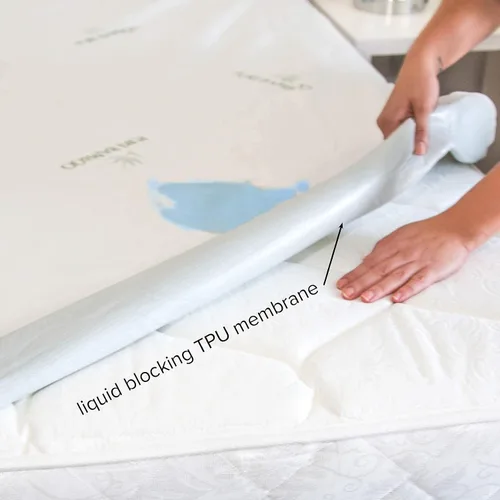 Vista 8 de Protector de colchón Twin de PURE BAMBOO, impermeable - viscosa derivada de bambú, transpirable, funda de colchón silenciosa que protege contra