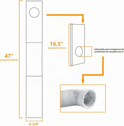Vista 2 de LBG Products Kit de ventana de ventilación de secadora para manguera de ventilación de secadora de 4 pulgadas de diámetro, kit de placas de sellado