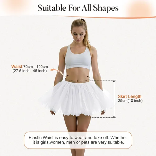 Vista 2 de American Trends Falda tutú de cintura elástica de 5 capas para mujer para Tutú blanco 01