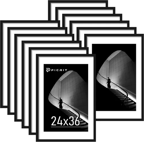 Vista 177 de Picrit - Juego de 12 portarretratos de 4 x 6 pulgadas, para fotos de 3.5 x 5 con paspartú o 4 x 6 pulgadas sin paspartú, marcos para colgar