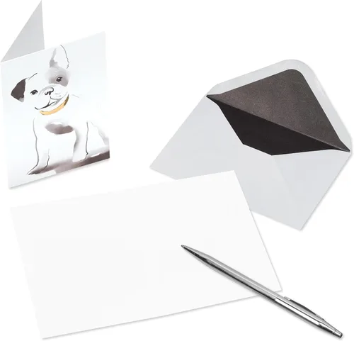 Vista 3 de Tarjetas en blanco Papyrus con sobres, Frenchie (12 unidades)