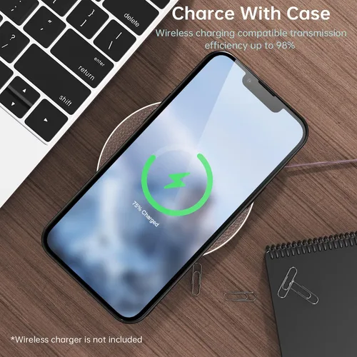 Vista 3 de Compatible con iPhone 13 Pro Max, funda delgada de piel sintética vintage a prueba de golpes, ligera, de poliuretano termoplástico suave, carcasa