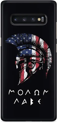 Vista 17 de Inspired Cases - Compatible con iPhone Xs Max - Funda protectora con textura 3D para Apple iPhone Xs Max - Bandera americana - Spartan - Molon Labe