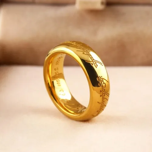 Vista 9 de Anillo grabado de oro de 0.276 in para hombres, mujeres y niños, anillo para gobernarlos a todos, anillo de lotería