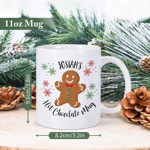 Vista 3 de Regalo de Navidad para niños, tazas de café de Navidad con nombre personalizado, taza de chocolate caliente para niños, taza de cacao de chocolate
