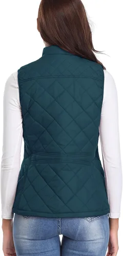 Vista 6 de Fuinloth - Chaleco acolchado para mujer, diseño de cuello alto, ligero, con cierre