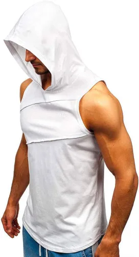 Vista 3 de Camiseta sin mangas para hombre, para entrenamiento, sin mangas, para gimnasio, entrenamiento, fisicoculturismo, corte muscular, camiseta