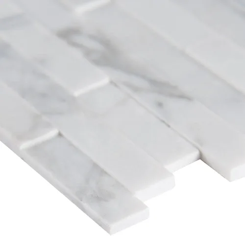 Vista 3 de Peel & Stick Calacatta Carrara - Mosaicos de mármol entrelazados con patrón aleatorio 3D para salpicaduras de cocina y azulejos de pared