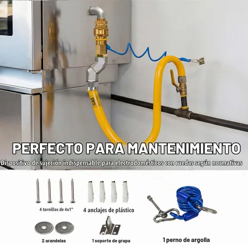 Vista 7 de Kit de sistema de seguridad, kit de conector de manguera de gas de 48 pulgadas de diámetro interior de 3/4 pulgadas con codos de cabeza giratoria